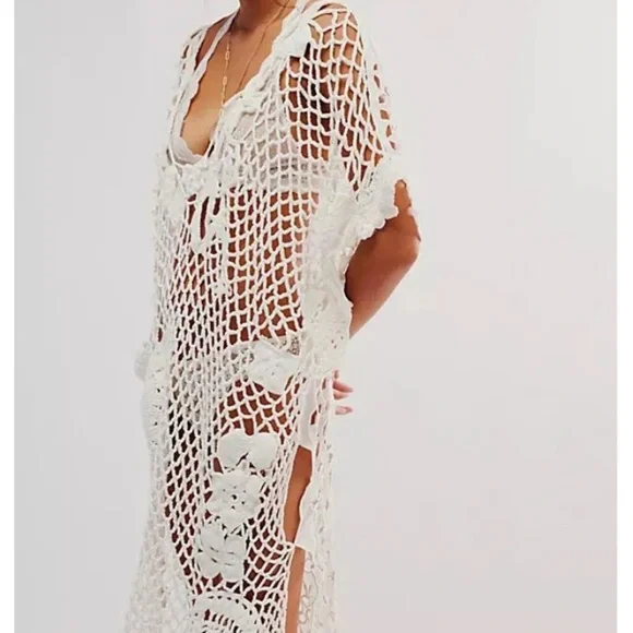 Free People Crochet Away Kaftan Size XS/S - Picture 4 of 16